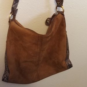 Liz Claiborne Suede purse with snake skin straps